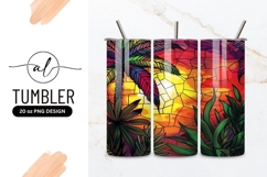 Tropical Sunset Stained Glass Illustration Palm Tree Product Image 1