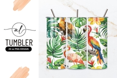 Watercolor Tropical Birds and Foliage Seamless Pattern Product Image 1