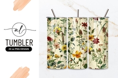 Botanical floral pattern with yellow red and pink flowers Product Image 1