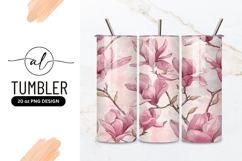 Watercolor Magnolia Floral Pattern in Pink and Brown Tones Product Image 1