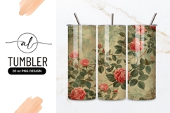 Vintage Rose Illustration with Pink Flowers Green Leaves Product Image 1