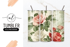 Vintage Floral Illustration of Roses in Pink Red Product Image 1