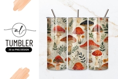 Watercolor Illustration of Red and Brown Mushrooms Product Image 1