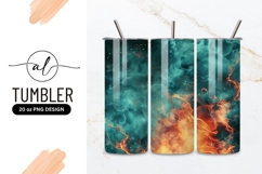 Abstract teal and orange fire and smoke illustration Product Image 1