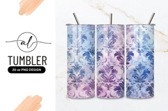 Blue and Purple Damask Pattern Watercolor Background Design Product Image 1