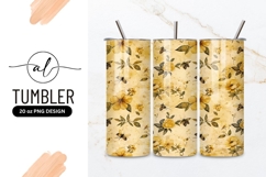 Watercolor floral pattern with bees yellow flowers Product Image 1