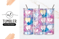 Watercolor Teeth Pattern on Abstract Pink Blue Background Product Image 1