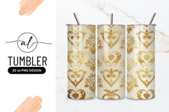 Gold Heart and Floral Pattern on Cream Background hearts Product Image 1