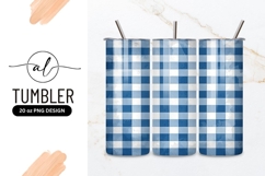 Blue and White Gingham Checkered Pattern with Grunge Texture Product Image 1