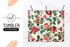 Watercolor Roses Seamless Pattern Tumbler Png Product Image 1
