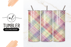 Pastel Plaid Pattern Tumbler Png Background Product Image 1