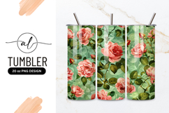Vintage Pink Rose Floral Pattern Tumbler Png Product Image 1