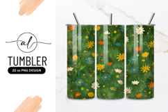 Floral Pattern On Green Background Tumbler Png Product Image 1