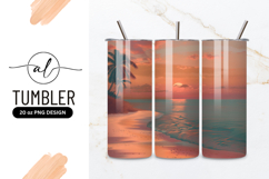 Tropical Beach With Palm Trees At Sunset Tumbler Product Image 1