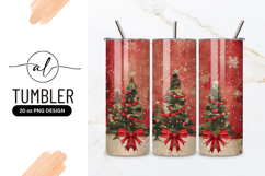 Red Christmas Background With Trees And Bows Product Image 1
