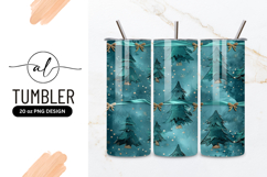 Teal Christmas Trees With Golden Ribbon Design Product Image 1