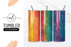 Rainbow Grunge Floral Vertical Stripes Tumbler Png Product Image 1