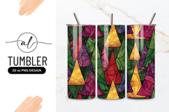 Colorful Christmas Trees Stained Glass Effect Tumbler Png Product Image 1