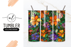 Vibrant Stained Glass Floral Art Tumbler Png Product Image 1