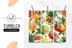 Watercolor Tropical Fruits Pattern Tumbler Png Product Image 1