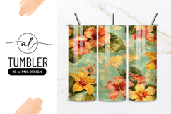 Tropical Vintage Hibiscus Flower Pattern Tumbler Png Product Image 1