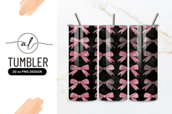 Pink Bows Pattern On Dark Background Tumbler Png Product Image 1