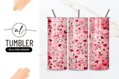 Valentine Hearts Floral Pattern Tumbler Png Design Product Image 1