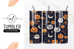 Halloween Pumpkins And Moon Seamless Dark Pattern Product Image 1