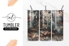 Spooky Haunted House Watercolor Halloween Tumbler Png Product Image 1