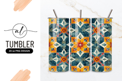 Colorful Ornamental Tile Pattern For Tumbler Png Product Image 1