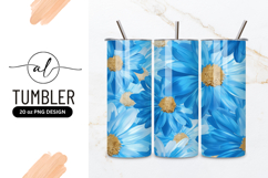 Blue Daisy Floral Pattern Tumbler Png Design Product Image 1