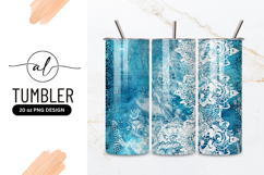 Blue Vintage Lace Texture Tumbler Background Product Image 1