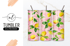 Lemon Fruit Pattern Pink Background Tumbler Png Product Image 1