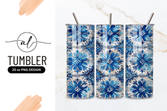 Blue Floral Tile Pattern Seamless Background Product Image 1