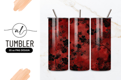 Elegant Red And Black Floral Tumbler Png Product Image 1