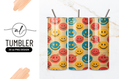 Colorful Distressed Smiley Face Pattern For Tumbler Png Product Image 1