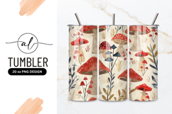 Watercolor Mushroom Floral Seamless Pattern Tumbler Png Product Image 1