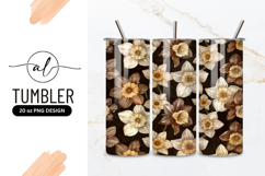Watercolor Daffodils Seamless Pattern On Dark Background Product Image 1