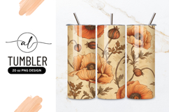 Elegant Orange Poppy Flower Vintage Pattern Design Product Image 1