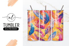 Colorful Feather Pattern Design Tumbler Png Graphic Product Image 1