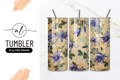 Antique Floral Pattern With Blue Aquilegia Flowers Product Image 1