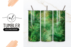 Tropical Green Leaves Tumbler Png Background Product Image 1