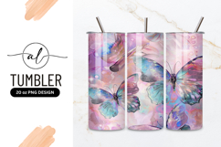 Watercolor Butterflies Tumbler Png Design Product Image 1