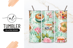 Elegant Tea Time Floral Pattern Tumbler Png Product Image 1