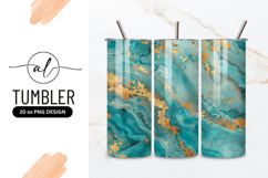 Teal Marble With Gold Accents Tumbler Png Product Image 1