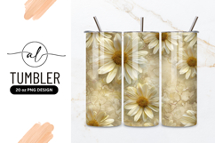 Daisy Flowers On Crackled Beige Background Tumbler Png Product Image 1