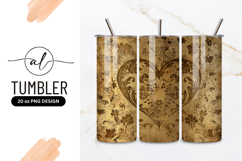Golden Ornamental Heart On Distressed Tumbler Png Product Image 1