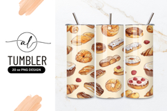 Watercolor Pastries Seamless Pattern Background Tumbler Png Product Image 1