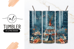 Watercolor Teepee Tent With Floral Decorations Png Product Image 1
