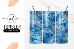 Blue Floral Pattern Tumbler Png Design Product Image 1